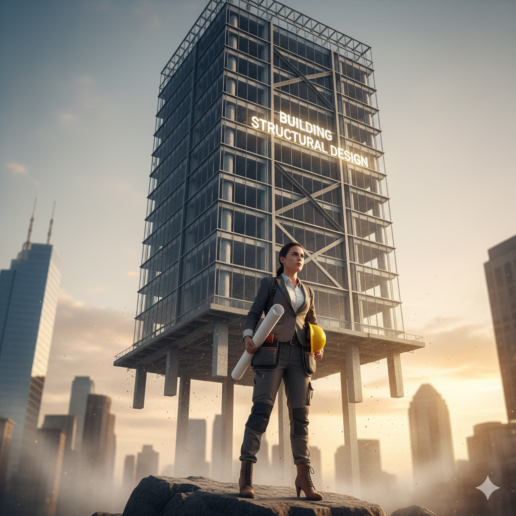 structural bulding with girl